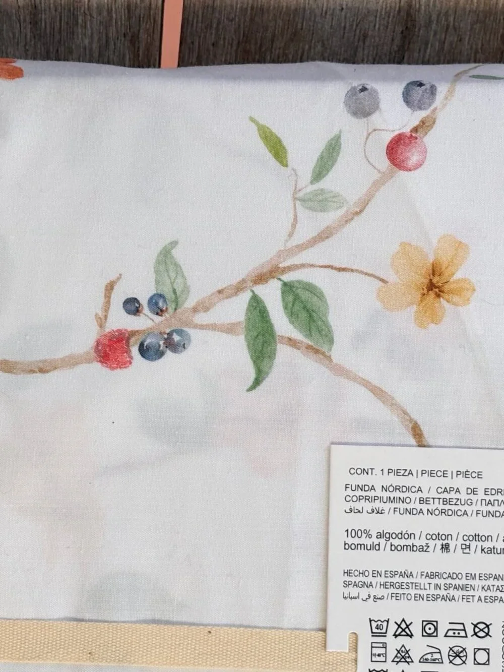 Zara Home FUNDA NORDICA Floral Berries Twin XL Cotton Duvet Cover   78